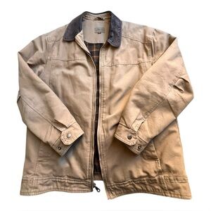 Vintage St. John's Bay Tan Barn Coat w/leather Collar